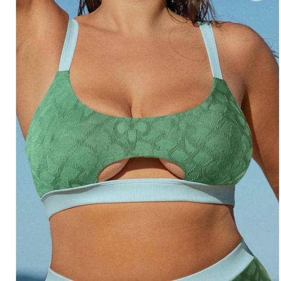 Size 16/1X Green Contrast Trim Plus Size Bikini Top & Bottom from BERLOOK - Picture 2 of 4
